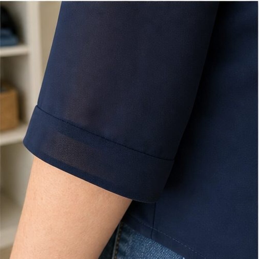 Navy Ruffle Blouse - Picture 5 of 6